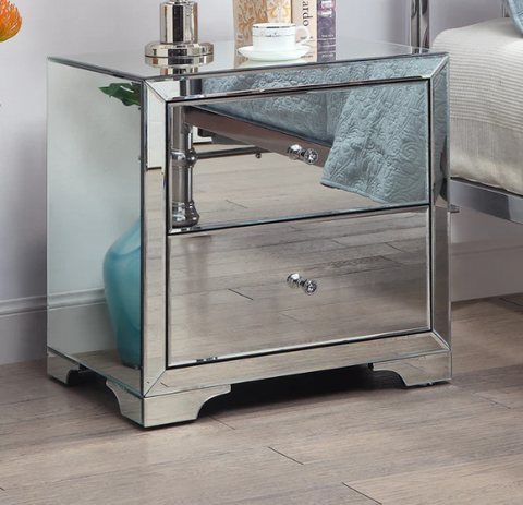 BOULEVARD Silver Mirror Bedside Table