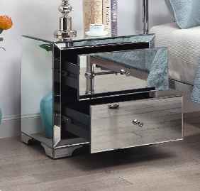 BOULEVARD Silver Mirror Bedside Table