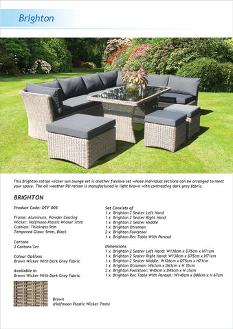 BRIGHTON - 8 Seater Outdoor Wicker Rectangle Table Lounge Set