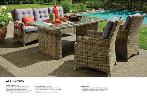CAMBERWELL - Exclusive 7 Seater Outdoor Wicker Rectangle Dining Table Set