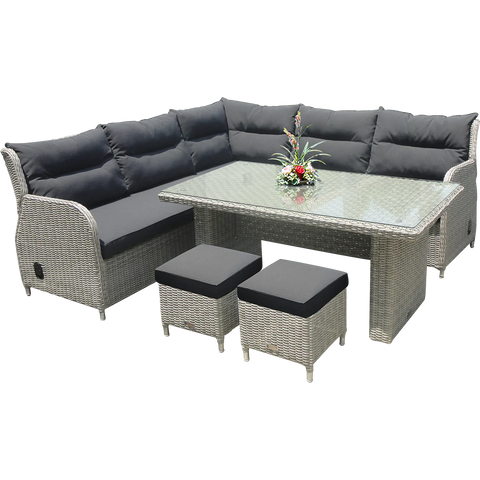 ARMADALE - 7 Seater Outdoor Wicker Recliner Lounge Dining Set