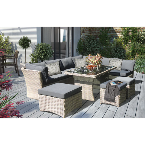 BRIGHTON - 8 Seater Outdoor Wicker Rectangle Table Lounge Set