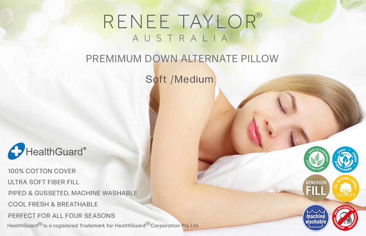 Renee Taylor Australian Made Down Alternate Standard Pillow 48 x 73 - Soft / Medium