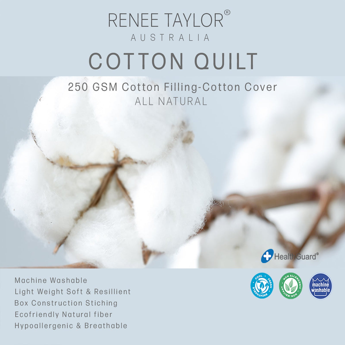 Renee Taylor Premium Light Weight All Cotton Quilt King