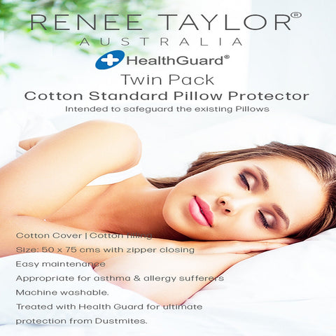 Renee Taylor Twin Pack All Cotton Standard Pillow Protector